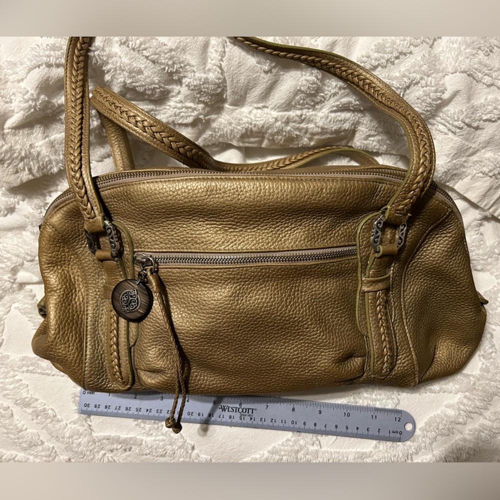 Brighton Metallic Gold Leather Satchel